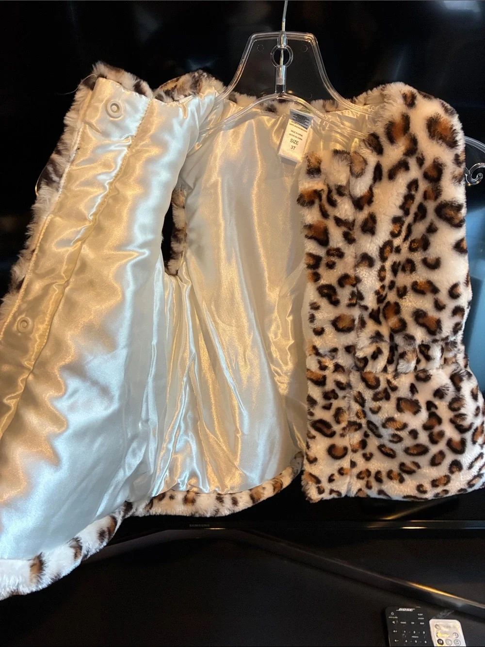 Little Me - Leopard Print Faux Fur Vest - Cream & Brown